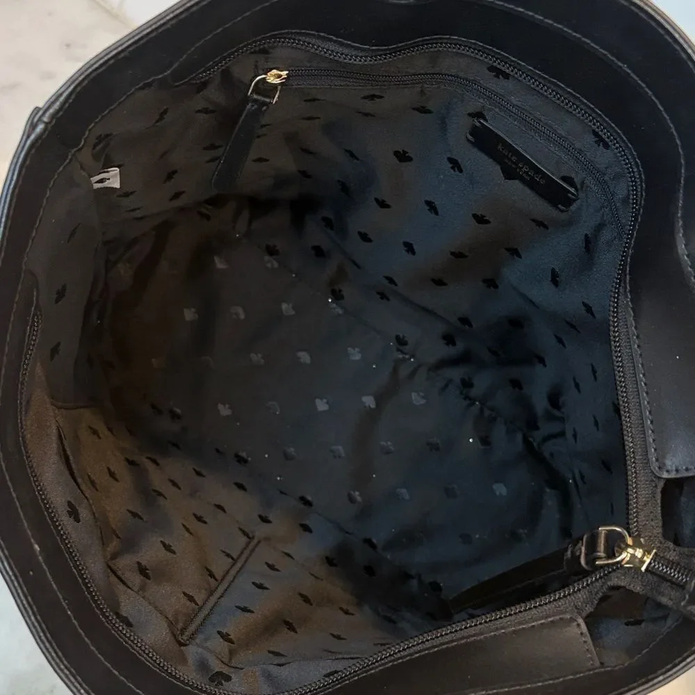 Kate Spade Bag Purse Handbag Leather Large Shopper Tote Black Pocketbook